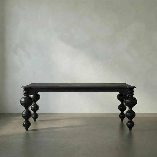 Claudio Dining Table by Noir in hand rubbed black. Made from mahogany in a eclectic & global style.