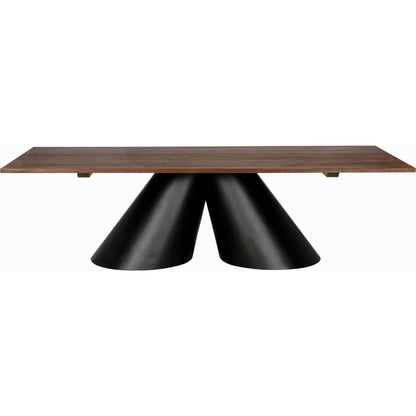 Mason Table by Noir in dark walnut and matte black. Made from walnut, veneer and industrial steel in a modern style.