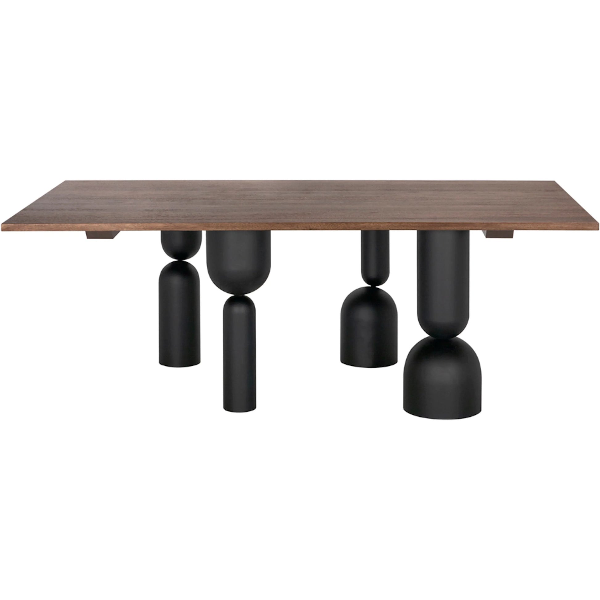 Leandra Dining Table with Walnut Top by Noir in dark walnut, matte black. Made from walnut, veneer, industrial iron in a modern style.