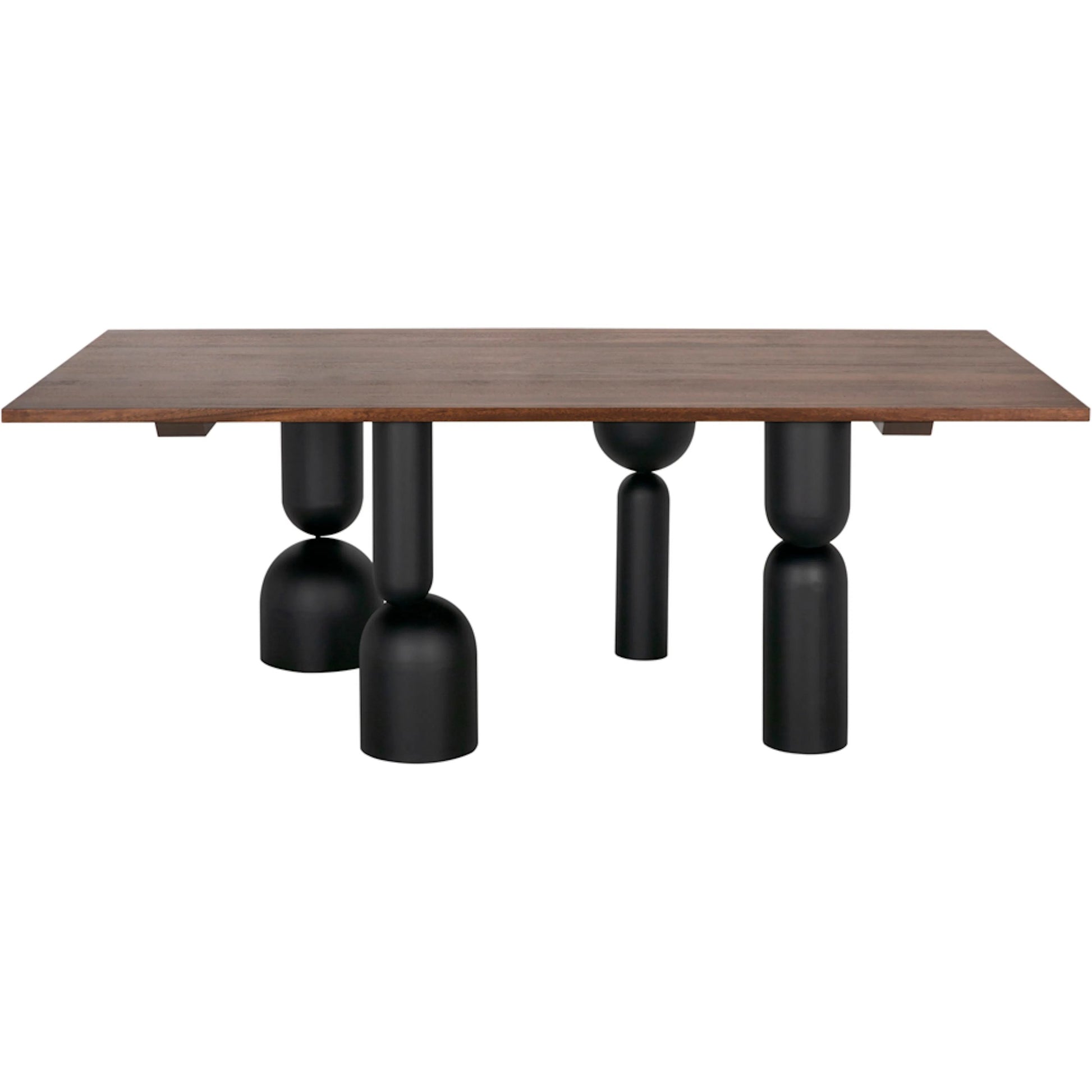 Leandra Dining Table with Walnut Top by Noir in dark walnut, matte black. Made from walnut, veneer, industrial iron in a modern style.