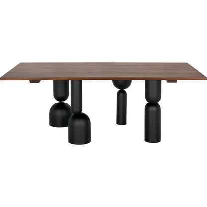 Leandra Dining Table with Walnut Top by Noir in dark walnut, matte black. Made from walnut, veneer, industrial iron in a modern style.
