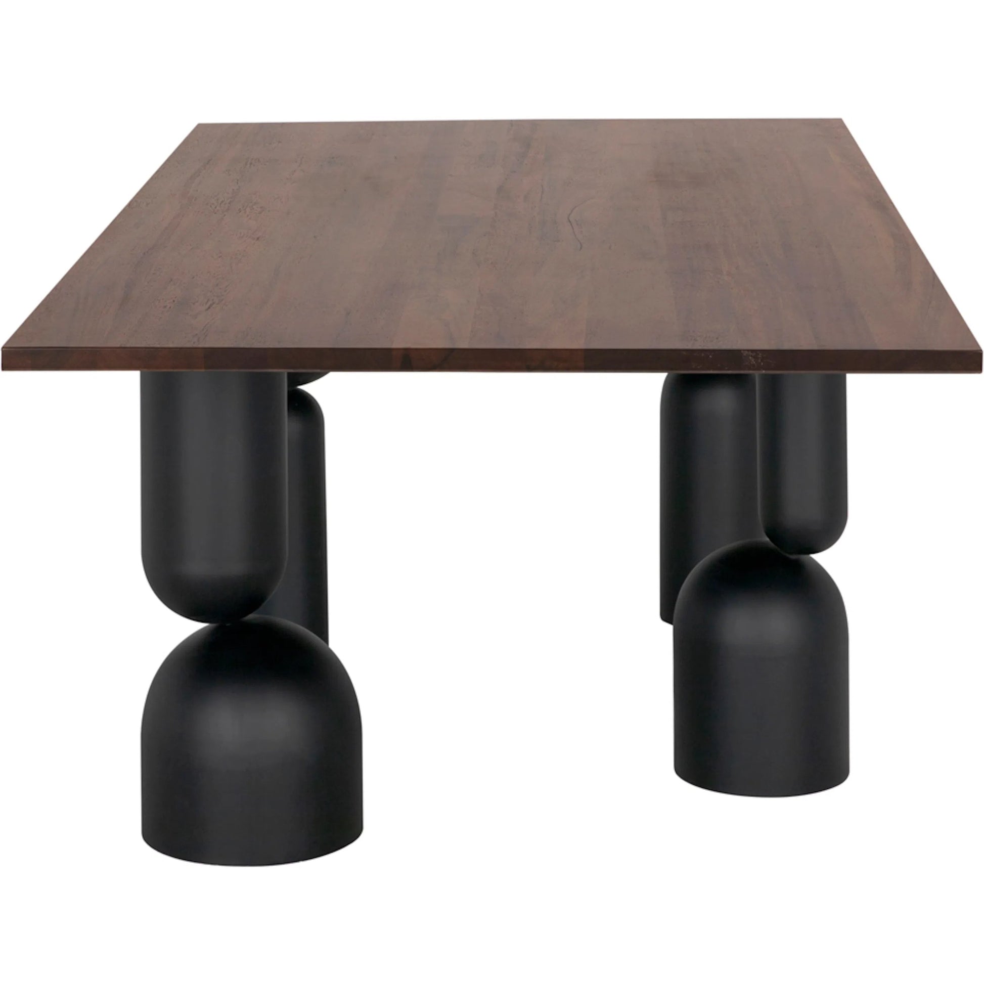 Leandra Dining Table with Walnut Top by Noir in dark walnut, matte black. Made from walnut, veneer, industrial iron in a modern style.