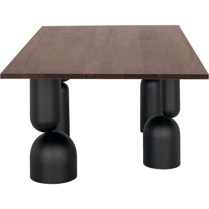 Leandra Dining Table with Walnut Top by Noir in dark walnut, matte black. Made from walnut, veneer, industrial iron in a modern style.