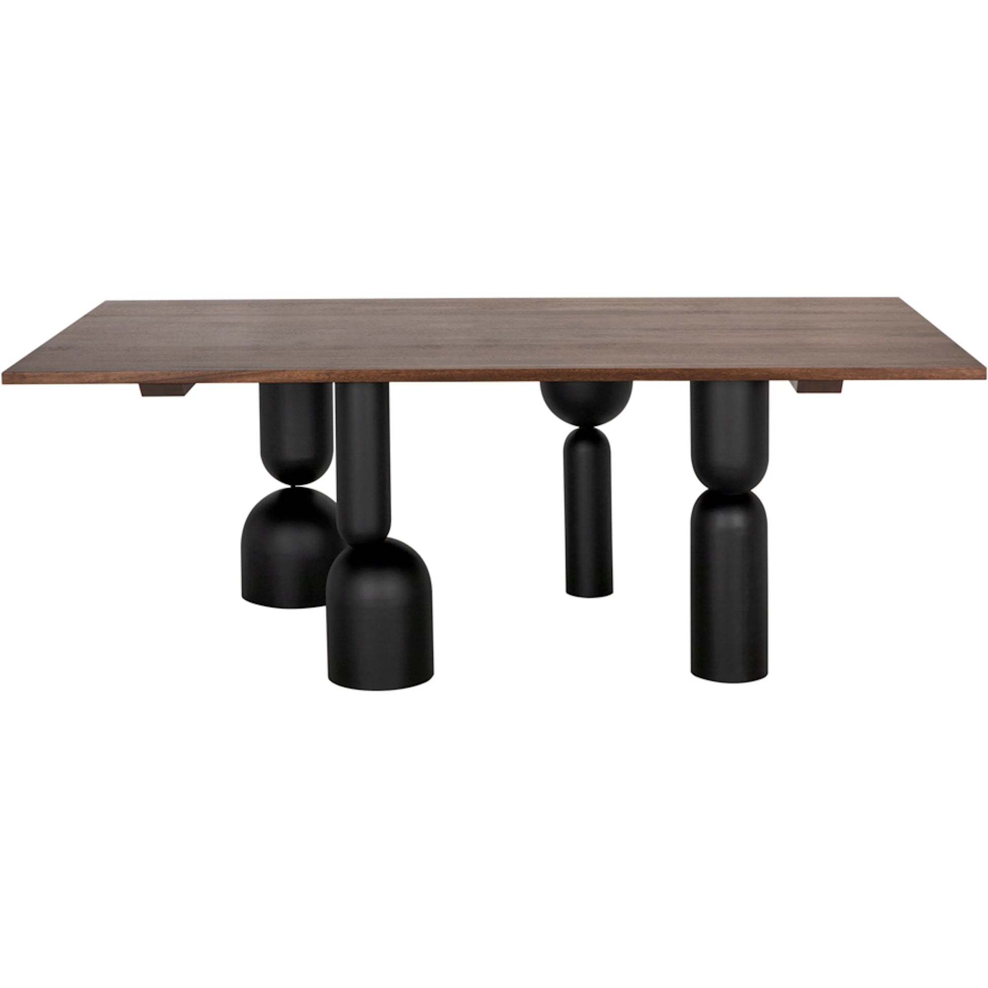 Leandra Dining Table with Walnut Top by Noir in dark walnut, matte black. Made from walnut, veneer, industrial iron in a modern style.