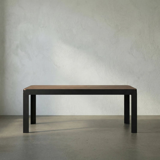 Alexei Table by Noir in dark walnut, matte black. Made from walnut, veneer, iron in a transitional style.
