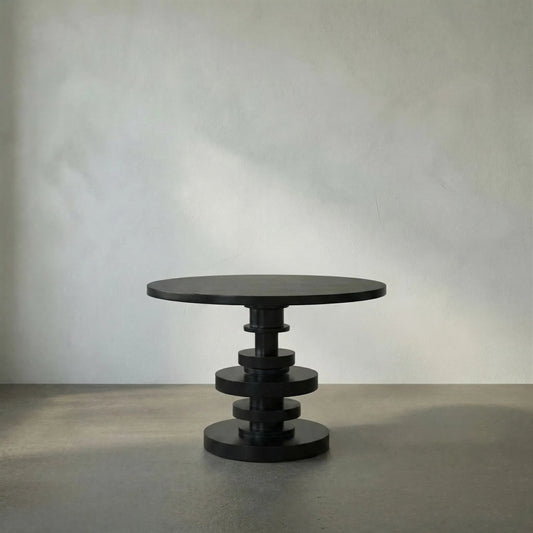 Corum Round Table by Noir in hand rubbed black. Made from mahogany in a modern style.