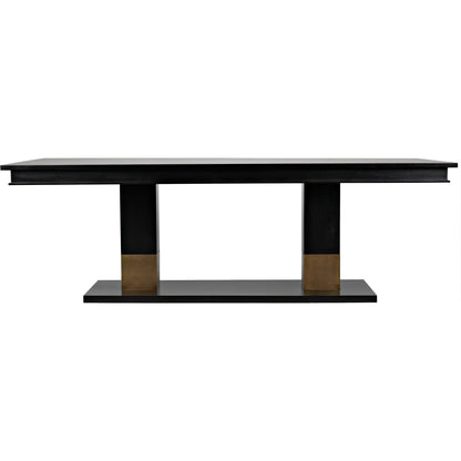 Ravenko Dining Table by Noir in hand rubbed black. Made from mahogany in a modern style.