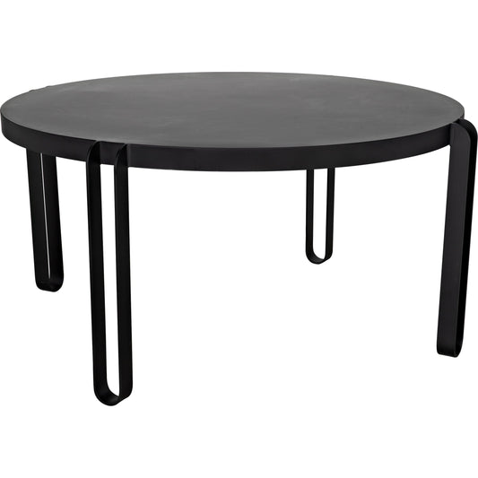 Marcellus Dining Table by Noir in black metal. Made from industrial steel in a transitional style.