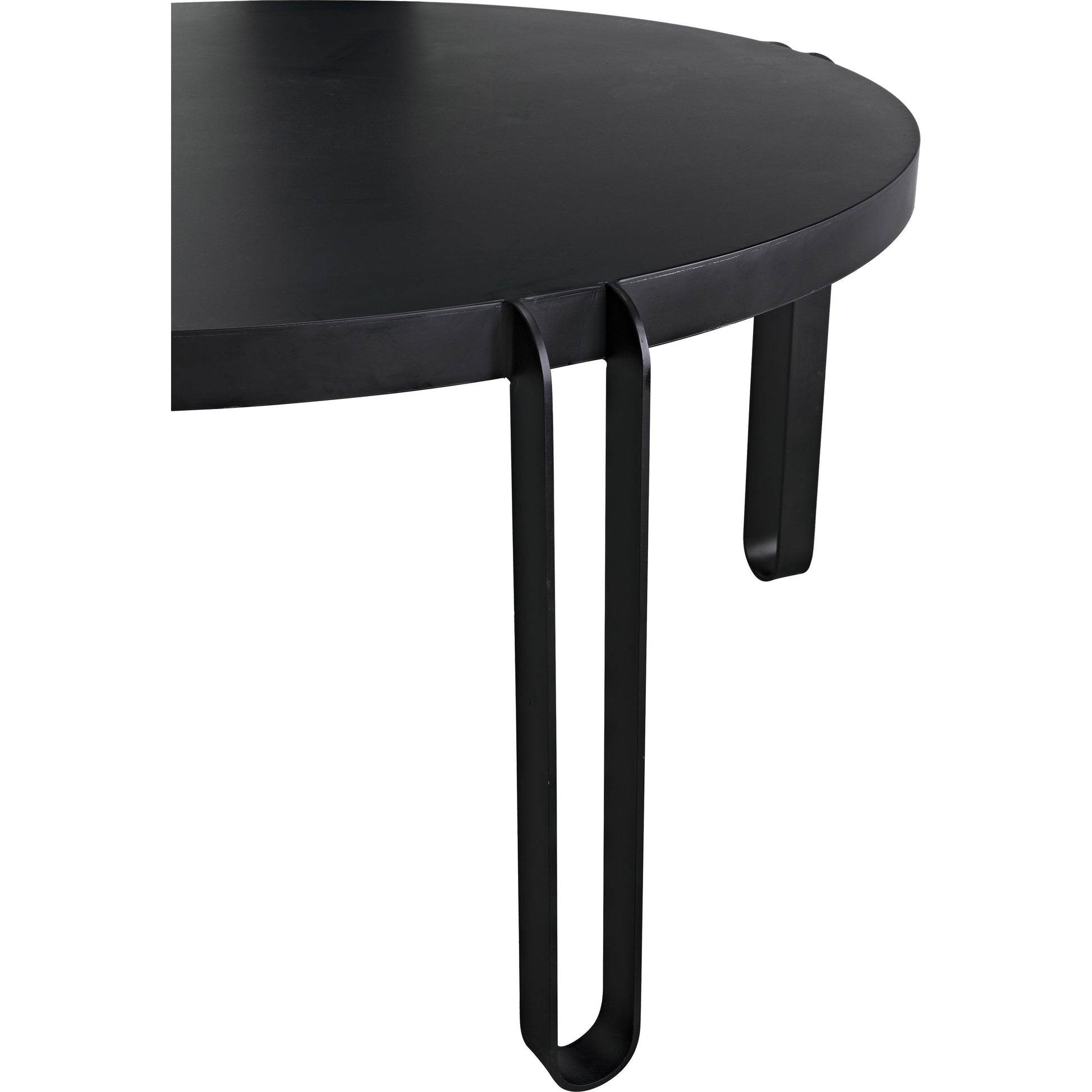 Marcellus Dining Table by Noir in black metal. Made from industrial steel in a transitional style.