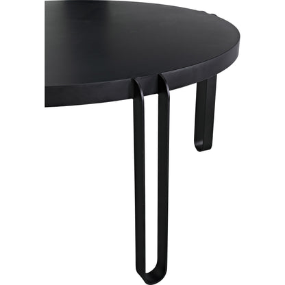 Marcellus Dining Table by Noir in black metal. Made from industrial steel in a transitional style.