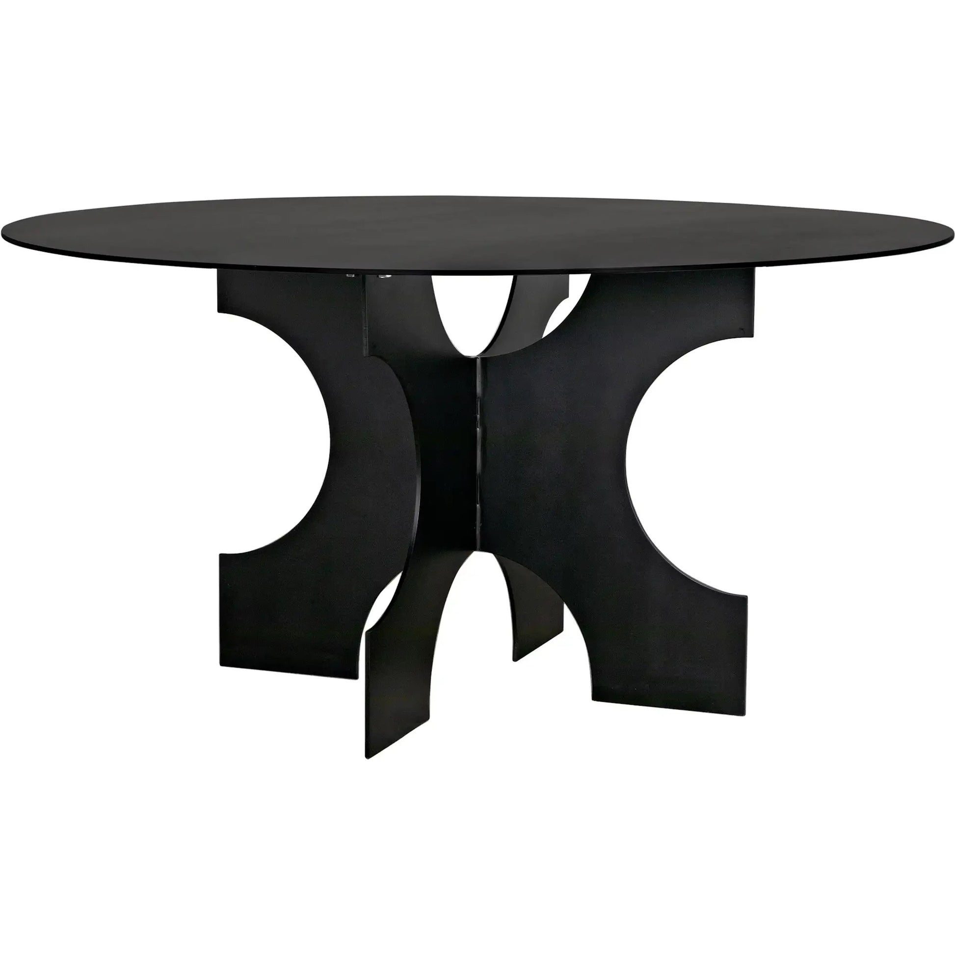 Element Dining Table by Noir in matte black. Made from industrial steel in a modern style.
