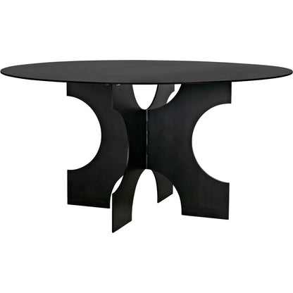 Element Dining Table by Noir in matte black. Made from industrial steel in a modern style.