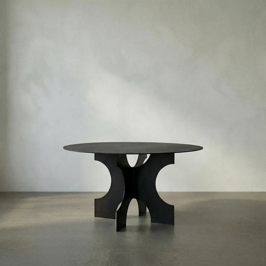 Element Dining Table by Noir in matte black. Made from industrial steel in a modern style.