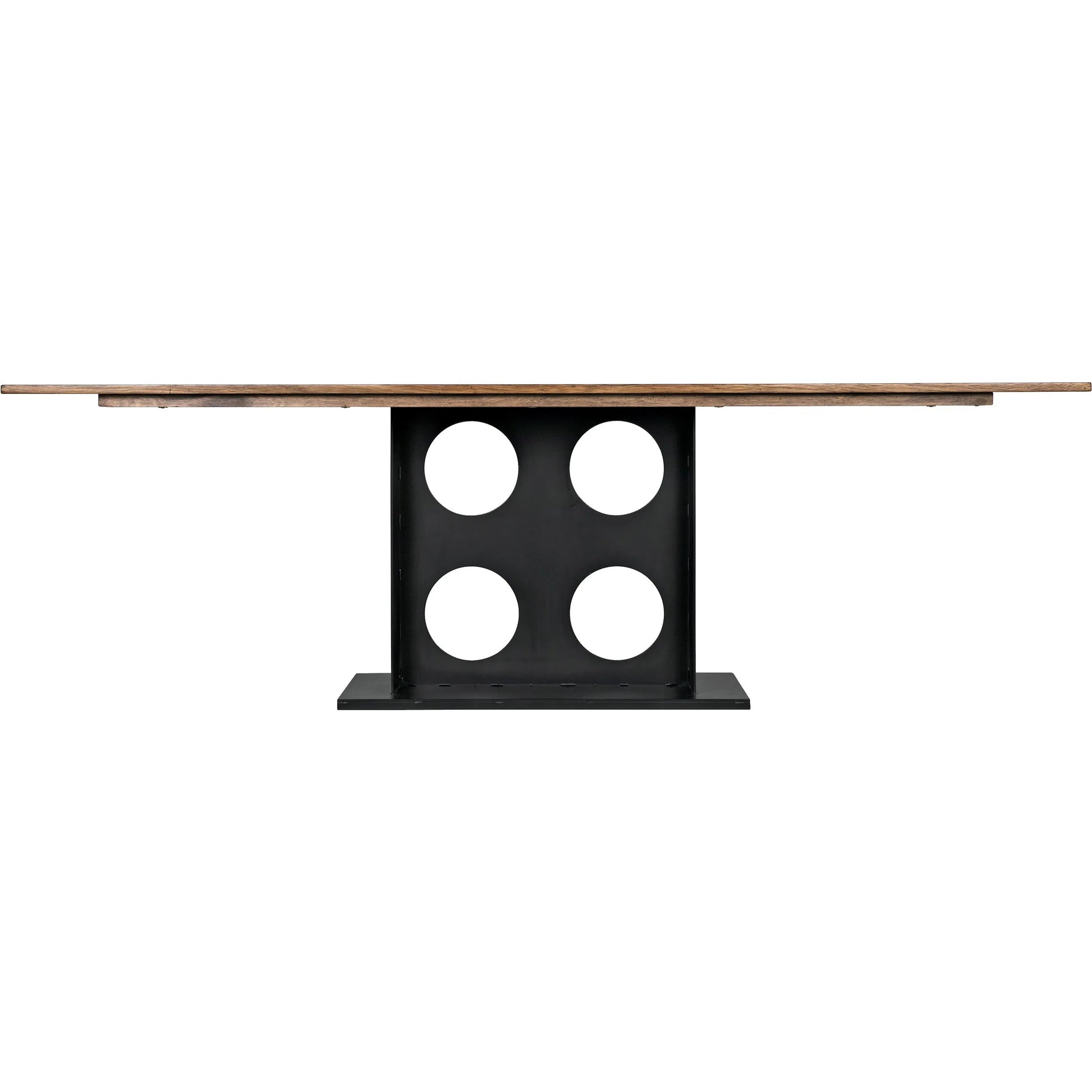 Cameron Table by Noir in dark walnut. Made from industrial steel, walnut, and veneer in a modern style.