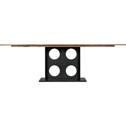 Cameron Table by Noir in dark walnut. Made from industrial steel, walnut, and veneer in a modern style.