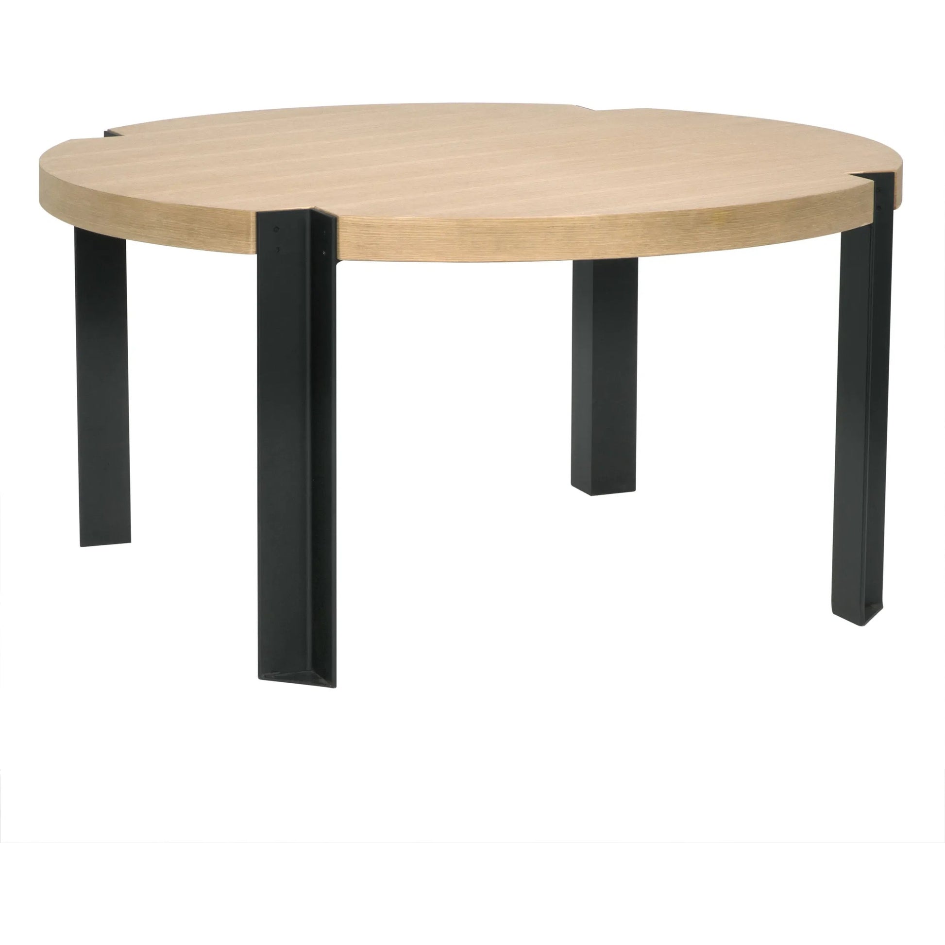 Corso Dining Table by Noir in natural. Made from white oak, industrial steel, and veneer in a modern style.