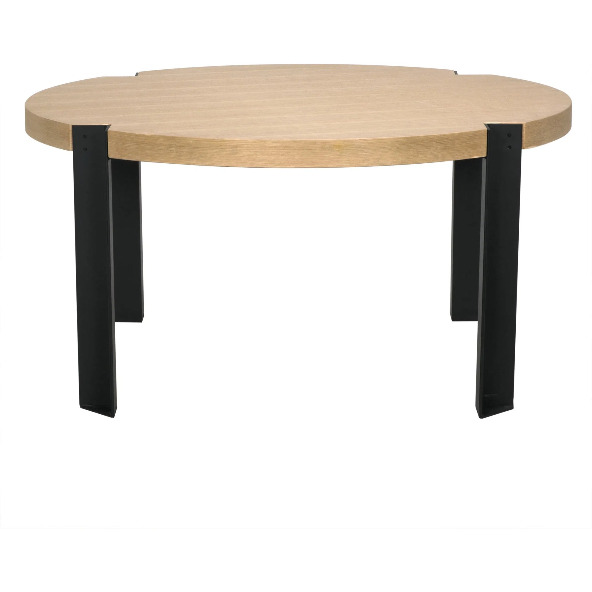 Corso Dining Table by Noir in natural. Made from white oak, industrial steel, and veneer in a modern style.