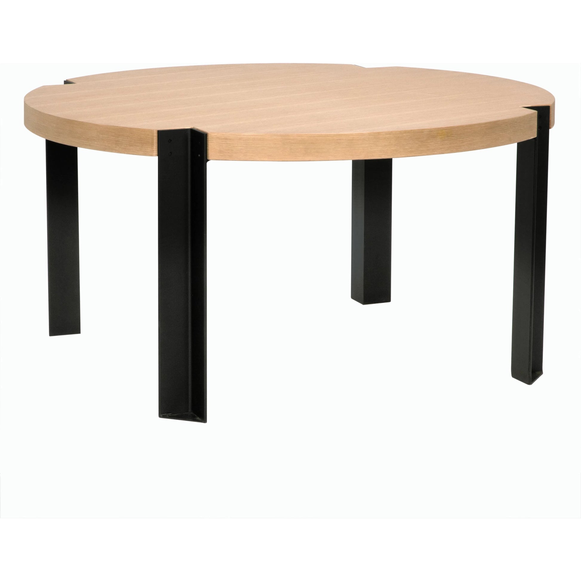 Corso Dining Table by Noir in natural. Made from white oak, industrial steel, and veneer in a modern style.