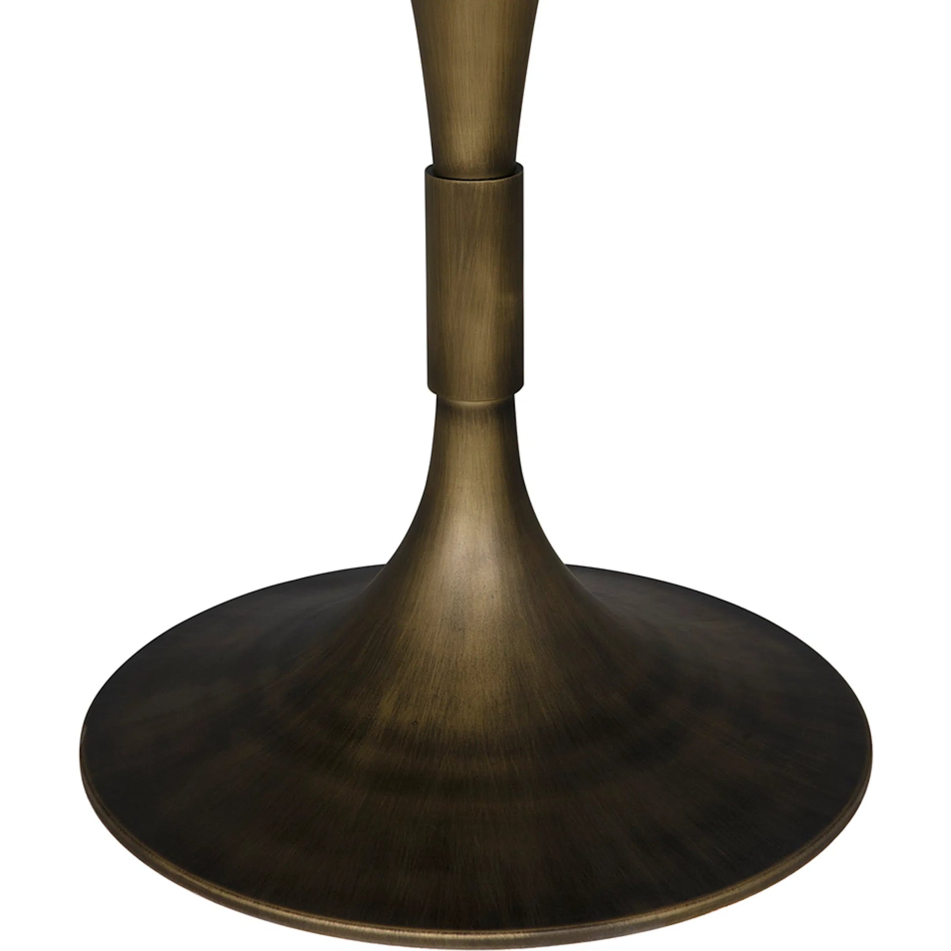 Jman Table 36" by Noir in aged brass. Made from industrial steel and bianco crown marble in a modern style.