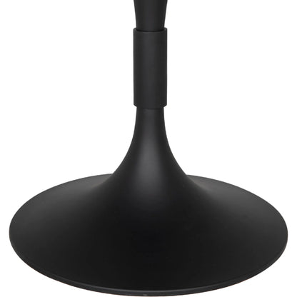 Jamna Table 36" by Noir in matte black. Made from industrial steel and bianco crown marble in a modern style.