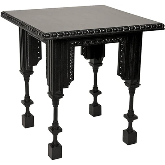 Luxor Side Table by Noir in hand rubbed black. Made from mahogany in a traditional style.