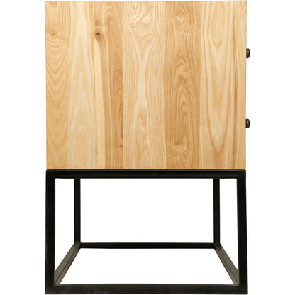 Downtown Wood Side Table by Noir in waxed. Made from elm, metal in a modern style.