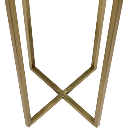 Soho Side Table by Noir in antique brass. Made from metal, quartz in a transitional style.