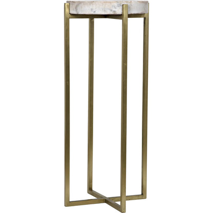Soho Side Table by Noir in antique brass. Made from metal, quartz in a transitional style.