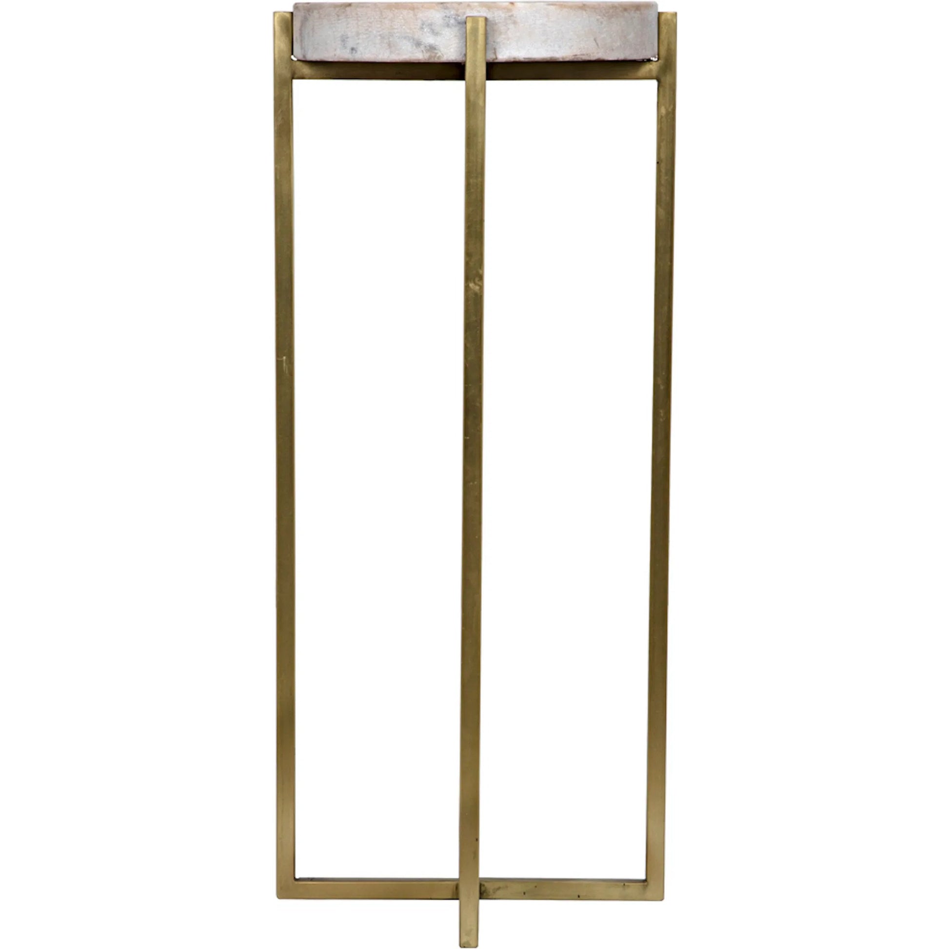 Soho Side Table by Noir in antique brass. Made from metal, quartz in a transitional style.