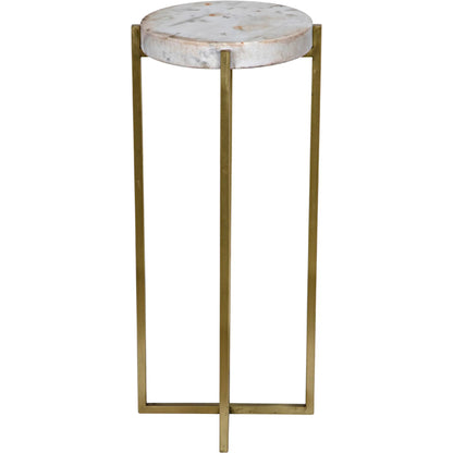 Soho Side Table by Noir in antique brass. Made from metal, quartz in a transitional style.