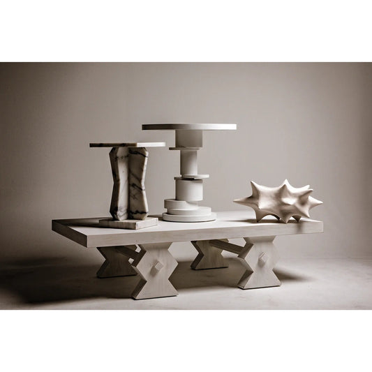 Vasco Side Table by Noir in white marble. Made from white marble in a modern style.