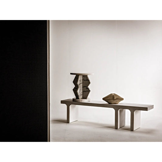 Belasco Side Table by Noir in white marble. Made from white marble in a modern style.