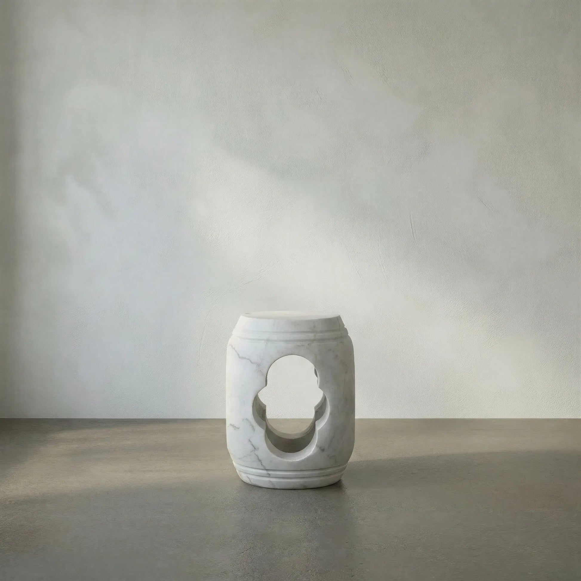 Legend Side Table by Noir in white marble. Made from marble in a transitional style.