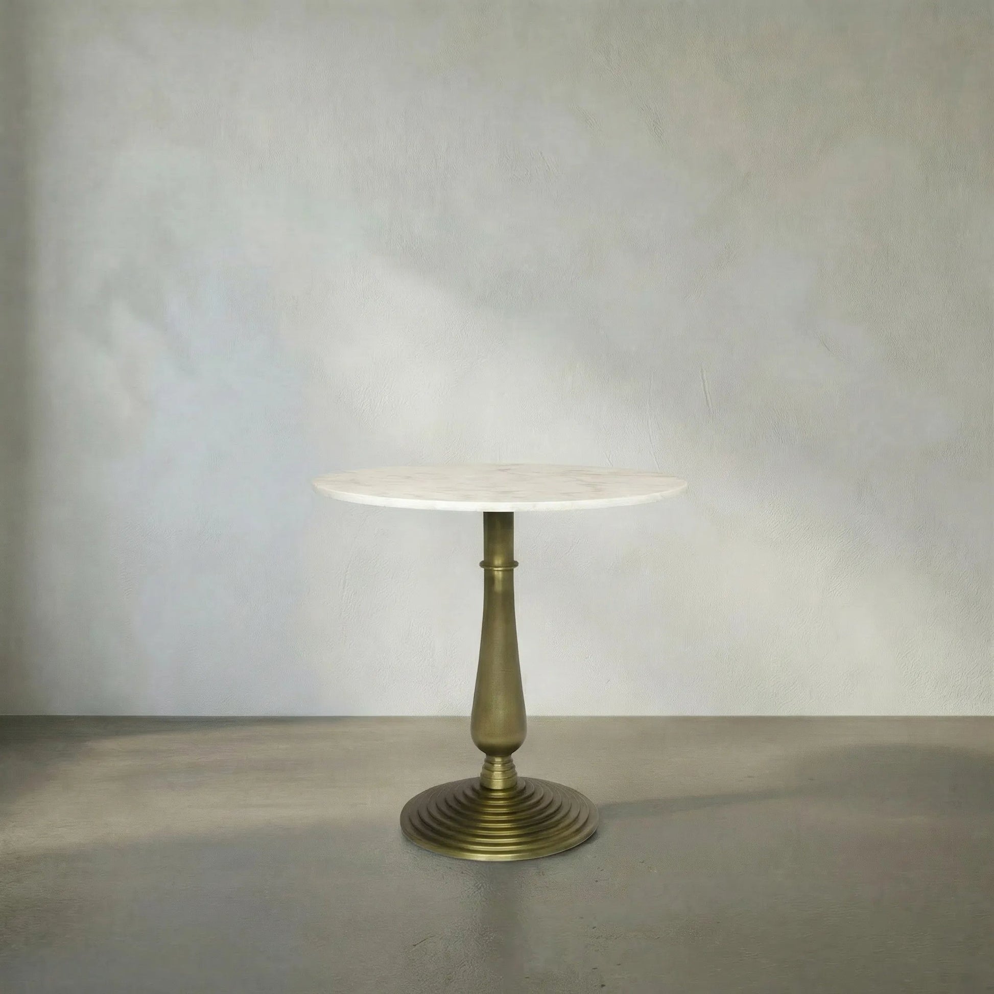 Alida Side Table by Noir in gold. Made from cast iron, quartz in a transitional style.