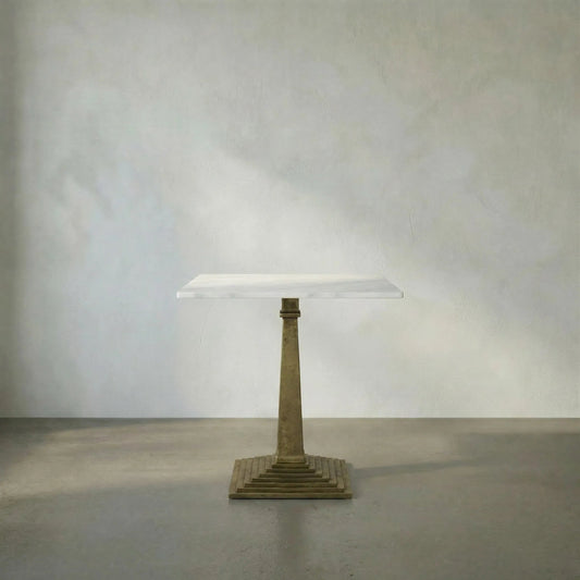 Fadim Side Table by Noir in antique brass. Made from cast iron, quartz in a transitional style.