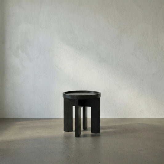 Gavin Side Table by Noir in hand rubbed black. Made from mahogany in a modern style.
