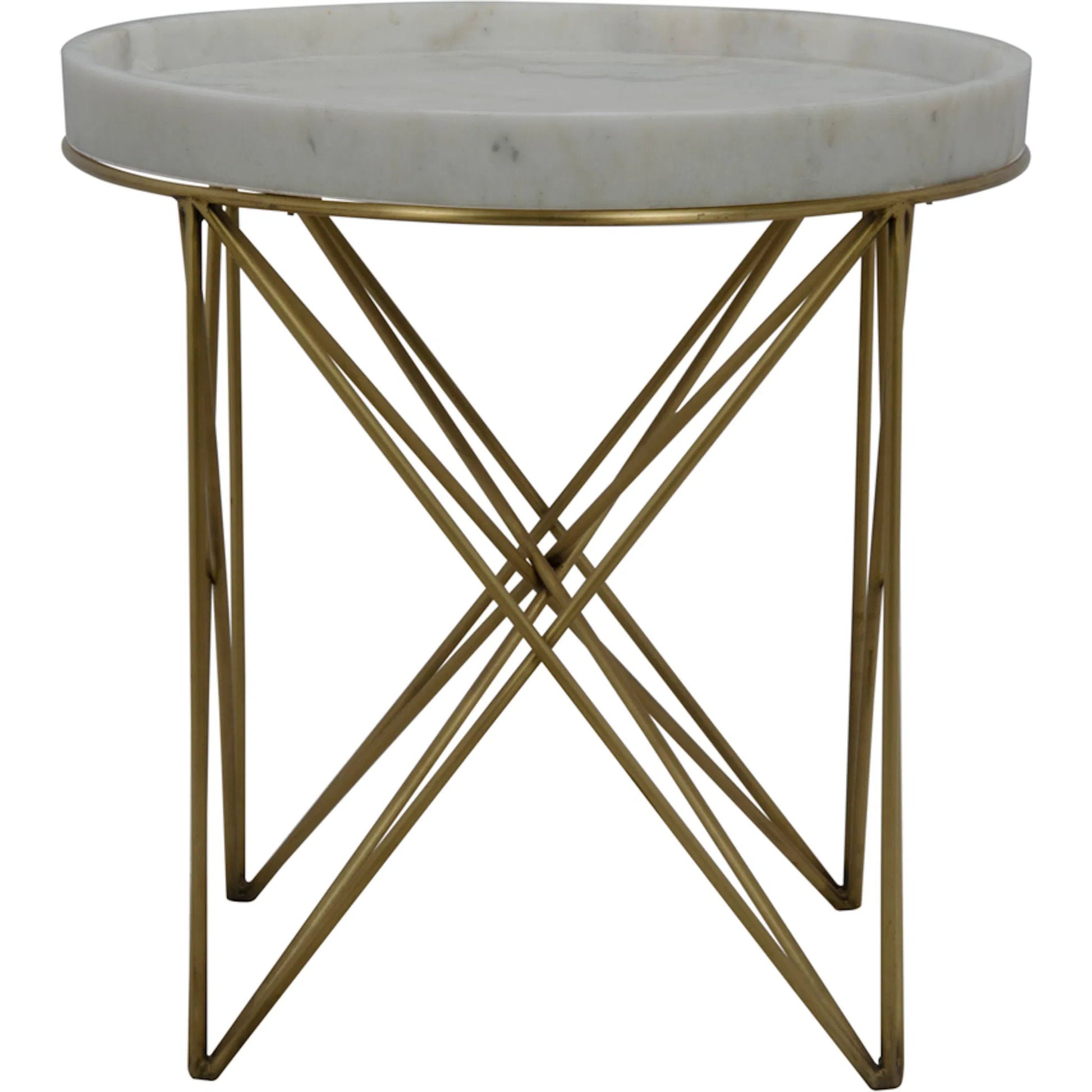 Prisma Side Table by Noir in antique brass. Made from metal, quartz in a transitional style.