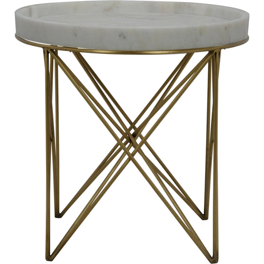 Prisma Side Table by Noir in antique brass. Made from metal, quartz in a transitional style.