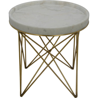Prisma Side Table by Noir in antique brass. Made from metal, quartz in a transitional style.