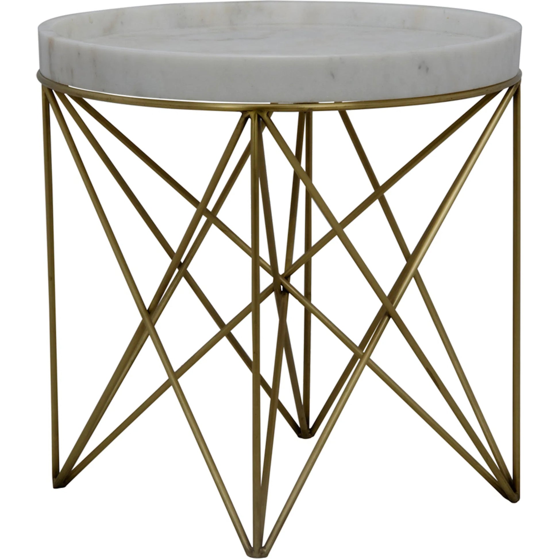 Prisma Side Table by Noir in antique brass. Made from metal, quartz in a transitional style.