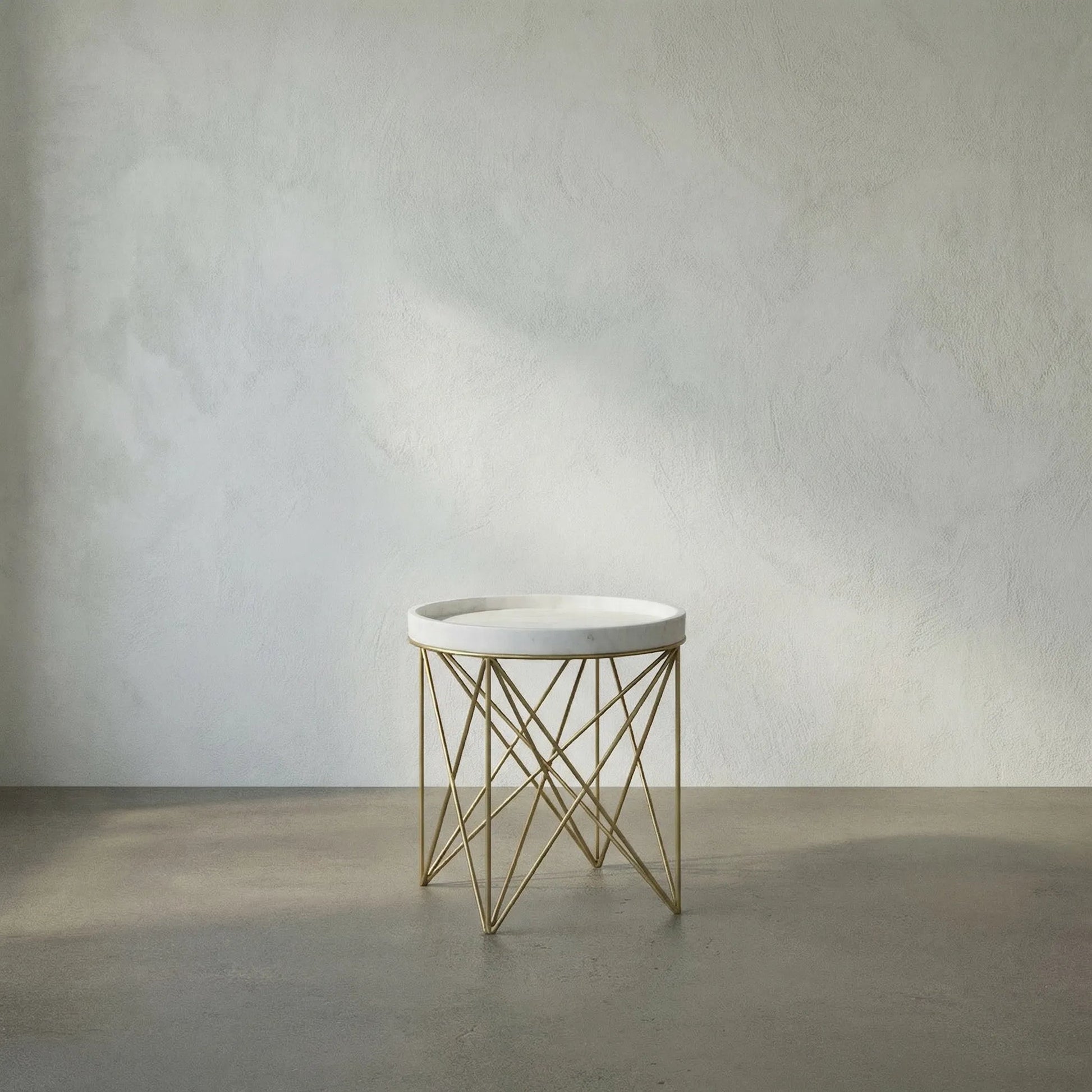 Prisma Side Table by Noir in antique brass. Made from metal, quartz in a transitional style.