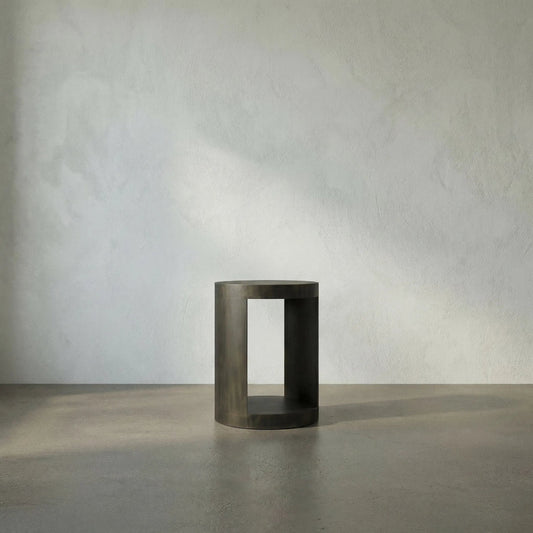 Chrysler Side Table by Noir in aged brass. Made from metal in a modern style.