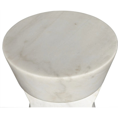 Omon Side Table by Noir in white stone. Made from unique in a modern style.