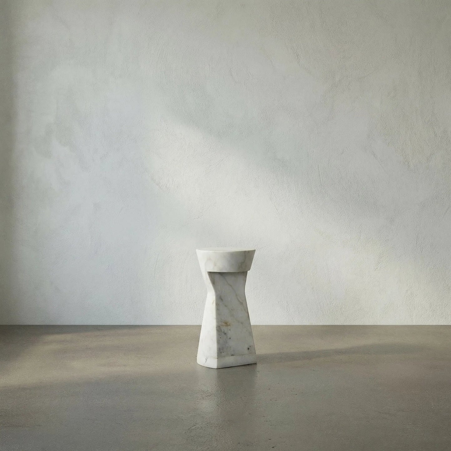 008 S-335232 | Lifestyle | Omon Side Table by Noir in white stone. Made from unique in a modern style.