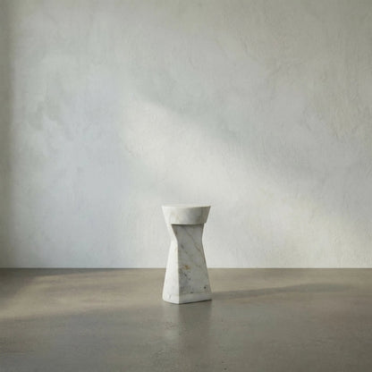 Omon Side Table by Noir in white stone. Made from unique in a modern style.