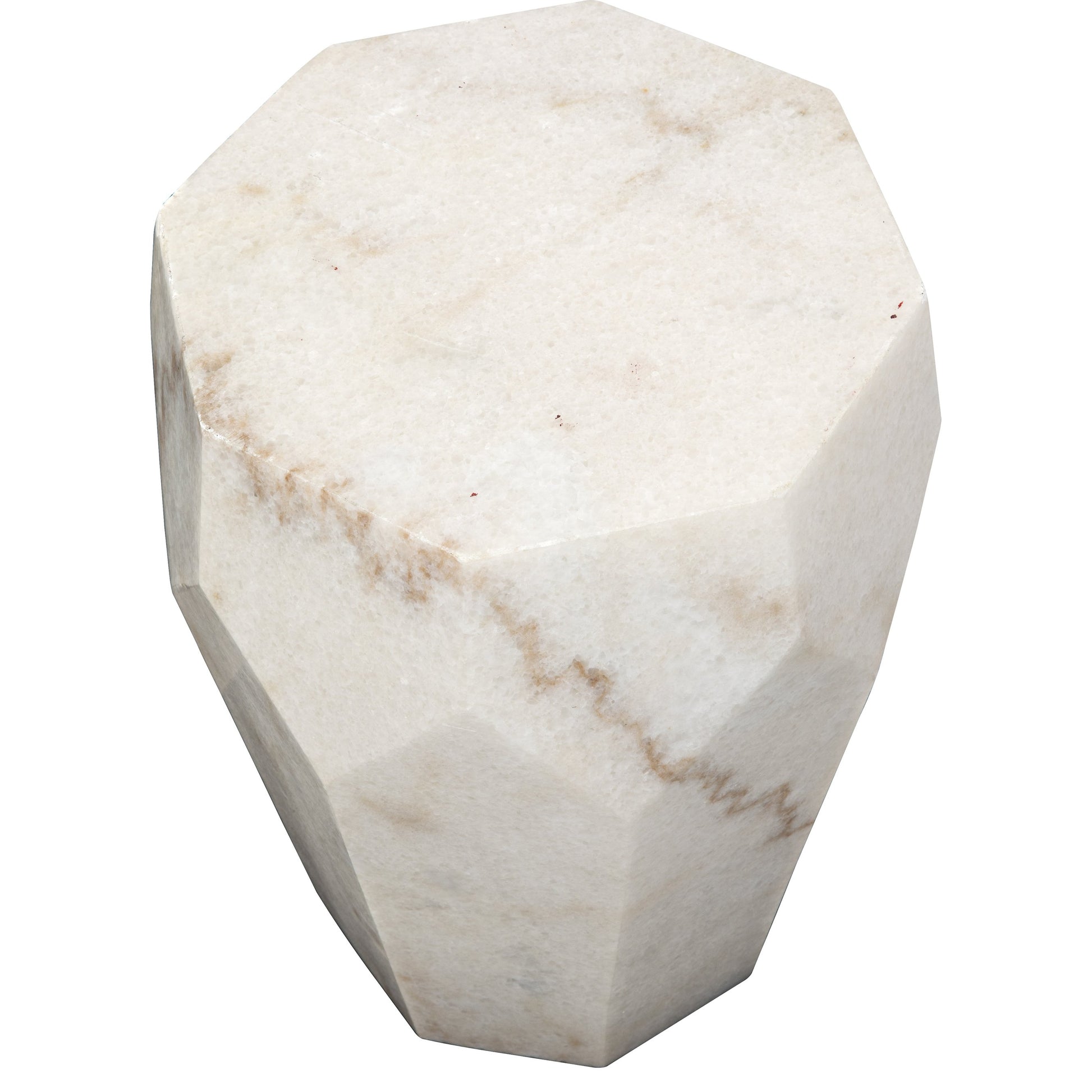 Monolith Side Table by Noir in white stone. Made from unique in a transitional style.