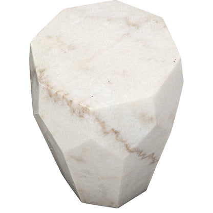 Monolith Side Table by Noir in white stone. Made from unique in a transitional style.