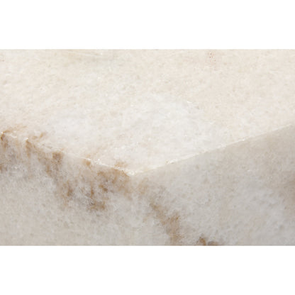 Monolith Side Table by Noir in white stone. Made from unique in a transitional style.