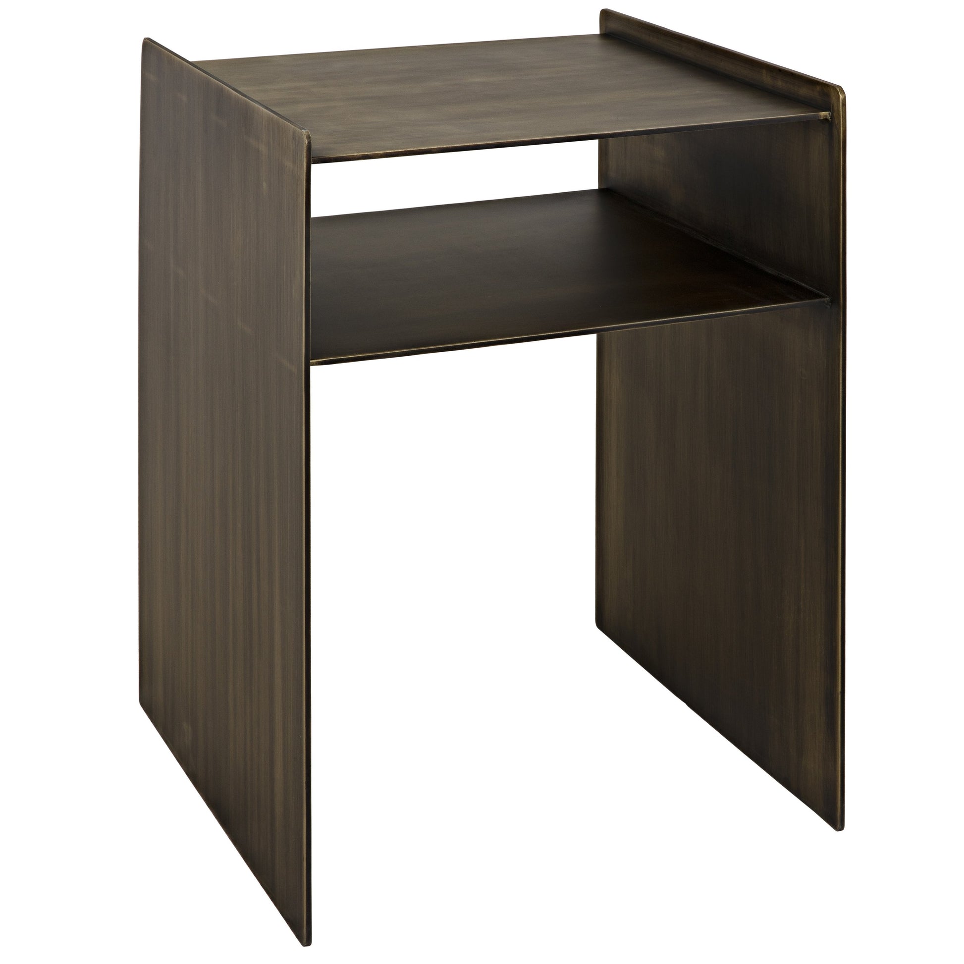 Cyrus Side Table by Noir in aged brass. Made from metal in a modern style.