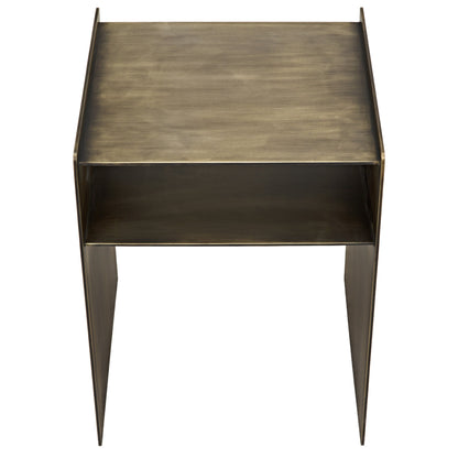 Cyrus Side Table by Noir in aged brass. Made from metal in a modern style.
